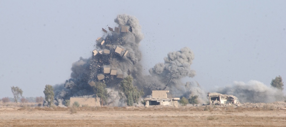 Two buildings south of the Iraqi are demolished