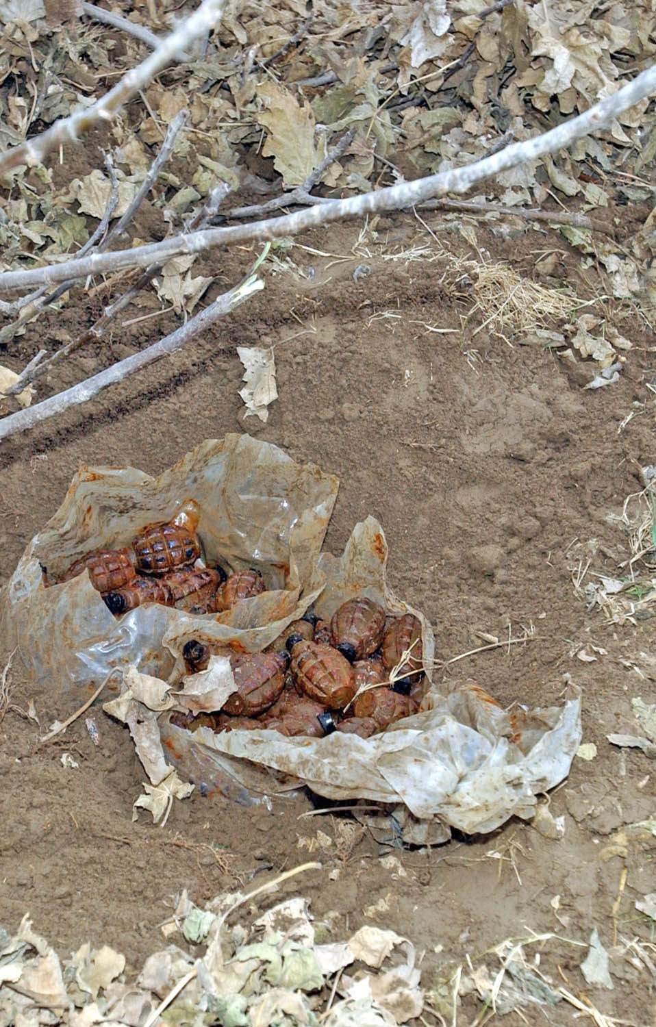 A pile of hand grenades found by the scout platoon