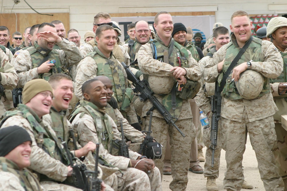 Marines enjoy the comic relief of Al Franken