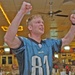 1st Lt. Pete Mangold gets up in triumph as his team score