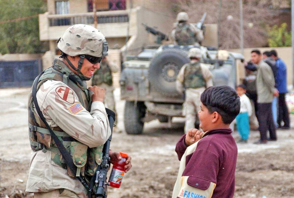 Soldiers took time out to talk to locals