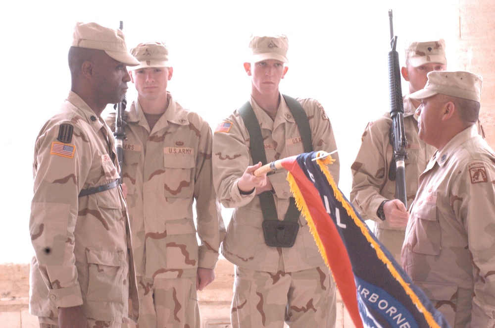 Lt. Col. Timotheus Graham unveils his units guidon