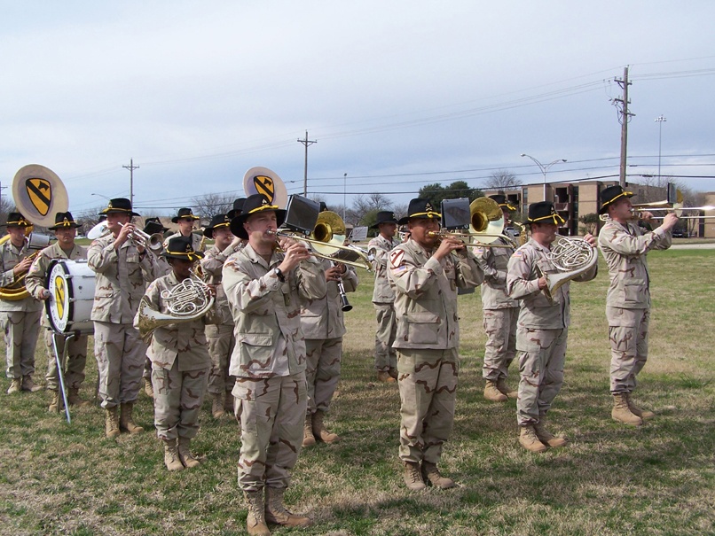 The 1st Cavalry Division Band plays during the homecoming