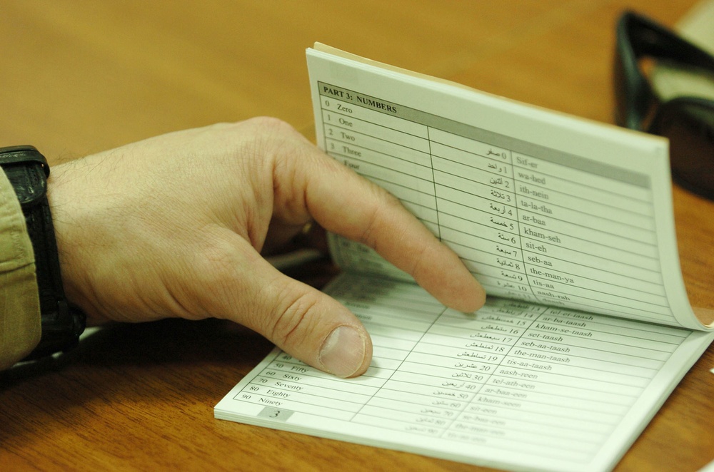 The Arabic language survival book issued to the students