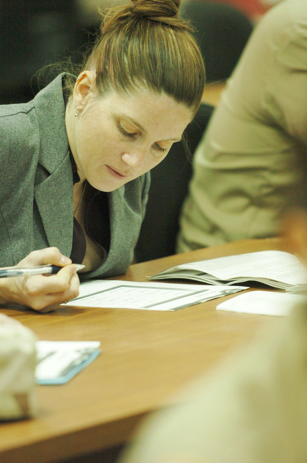 Ami Angell studies her Arabic pronunciation notes