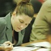 Ami Angell studies her Arabic pronunciation notes