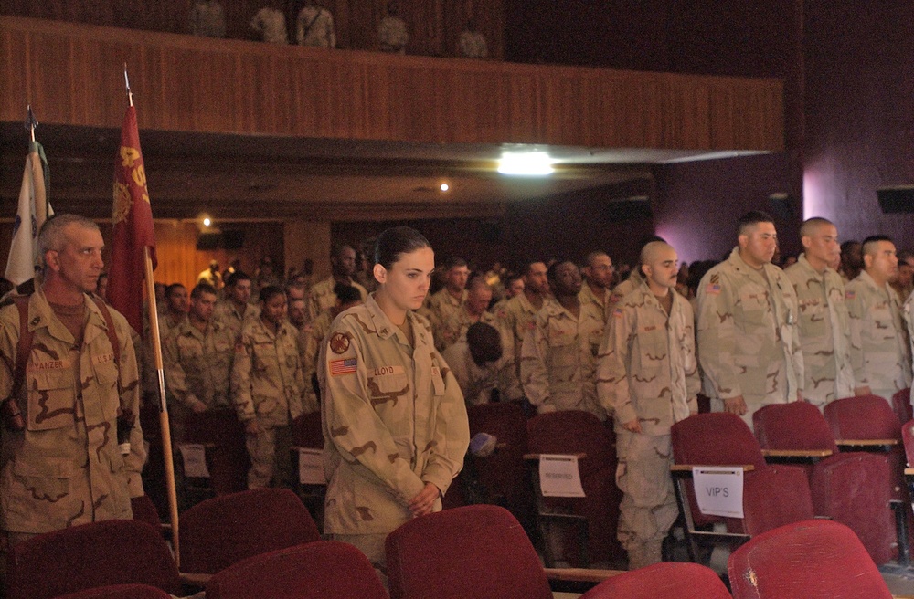 Soldiers attend the memorial for Spc. Katrina Bell-Johnson