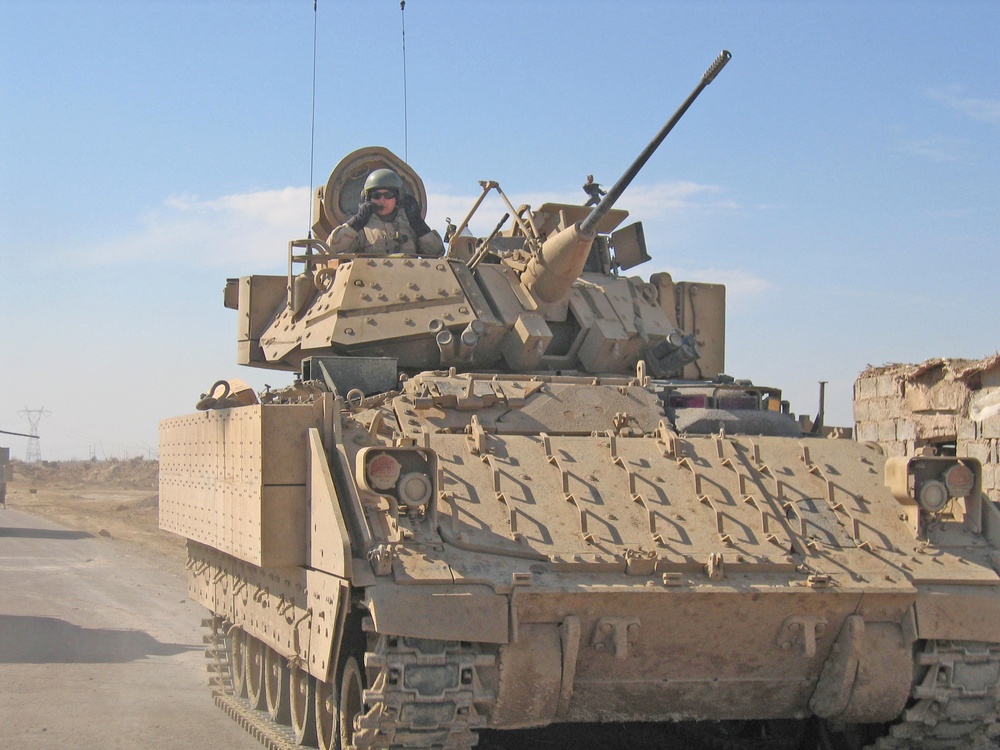 On Patrol in His Bradley Fighting Vehicle
