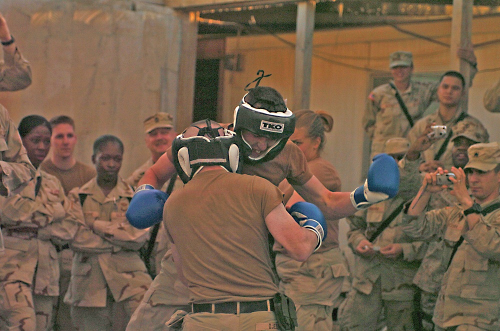 Capt. Ojeda lands a body blow on Spc. Donald Mack