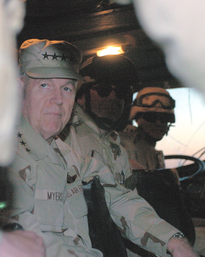 Air Force Gen. Richard B. Myers Receives a Briefing