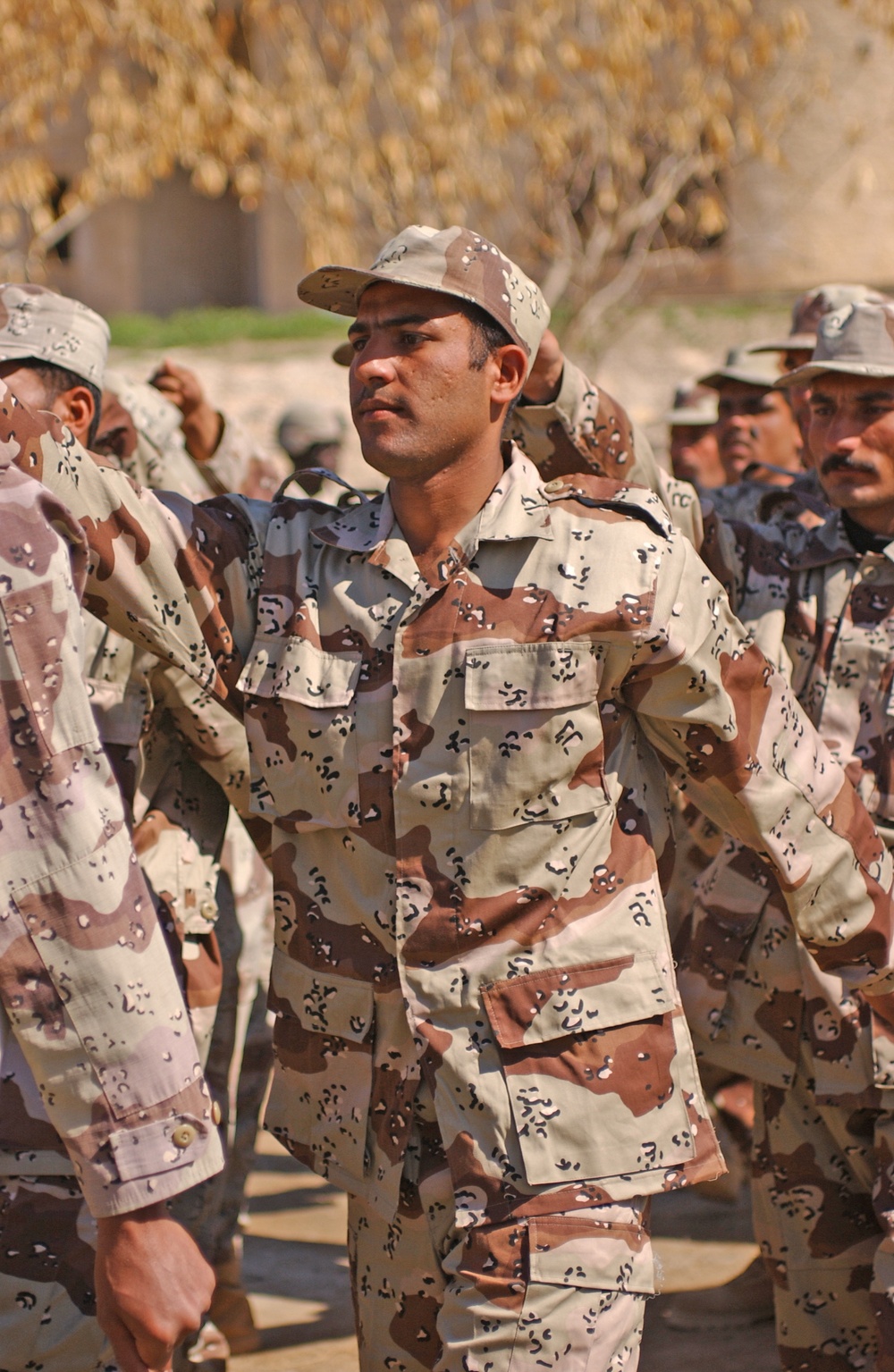 Soldiers march during a March 16 ceremony