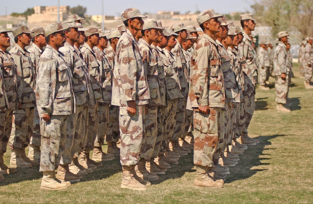 Soldiers stand in formation during a March 16 ceremony