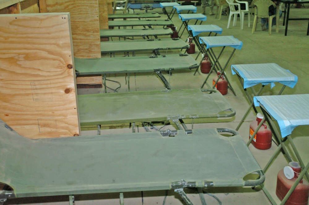 The cots seen here are used for patient recovery