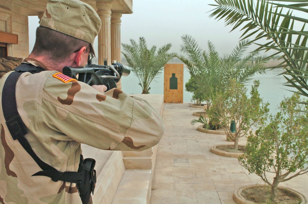 Capt. Matthew W. Shepherd practices his marksmanship