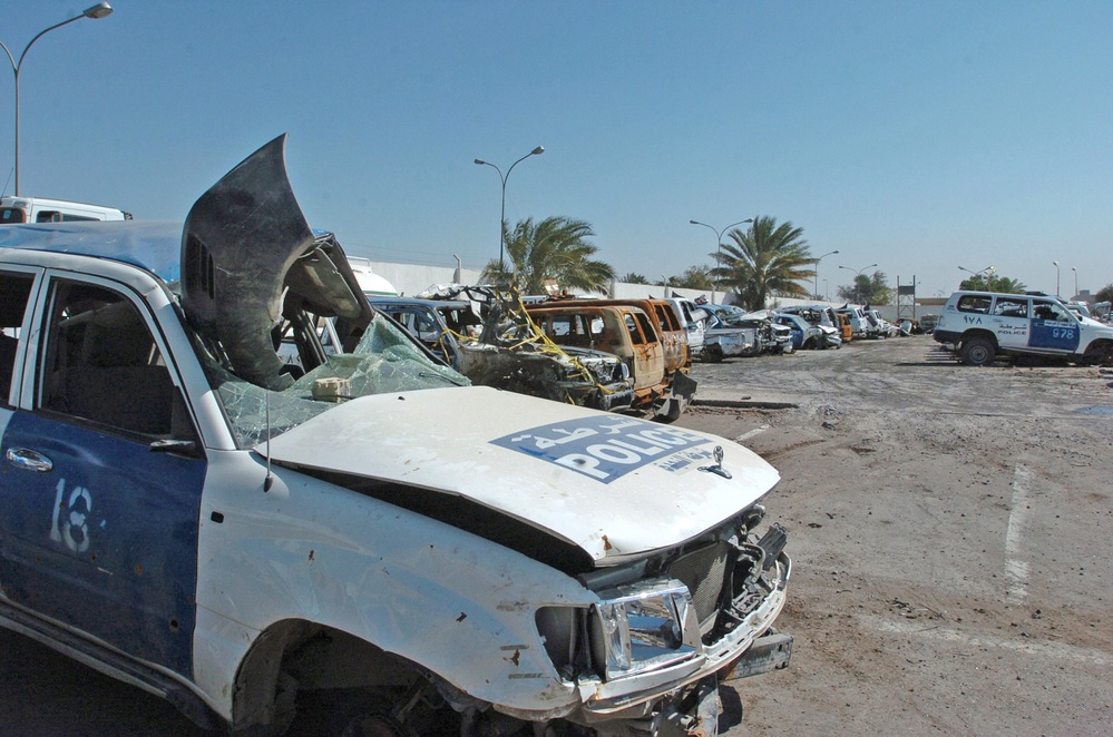 Destroyed Vehicles used by the Iraqi police