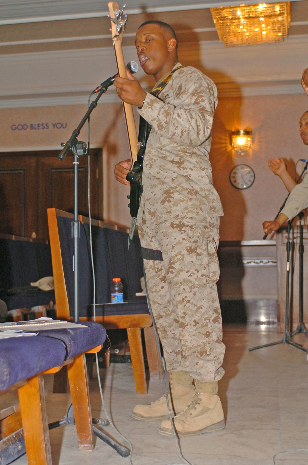 SSgt. Ballard practices with the gospel choir