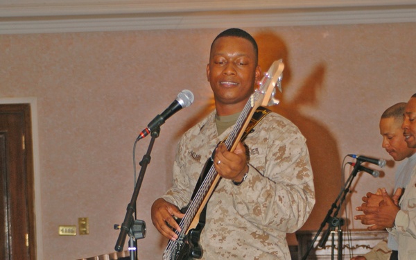 SSgt. Hewitt Ballard practices with the gospel choir