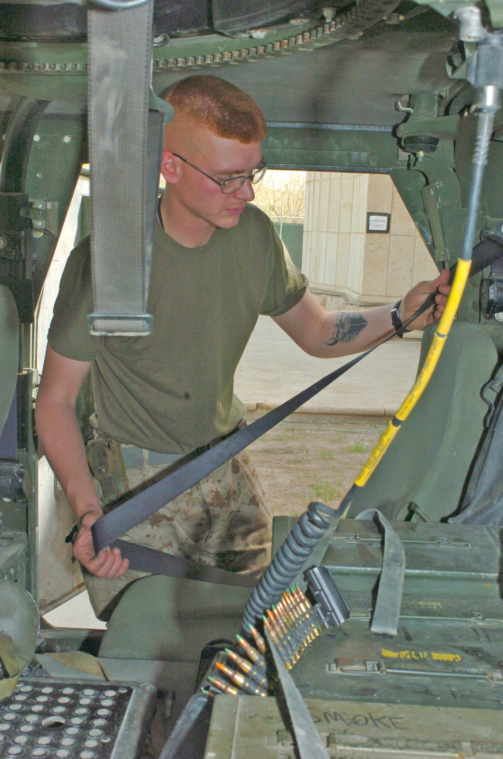 Marine Cpl. Chris Pearo conducts a safety check