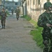 Albanian Soldiers conduct foot patrols