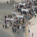 Protesters parade around the traffic circle