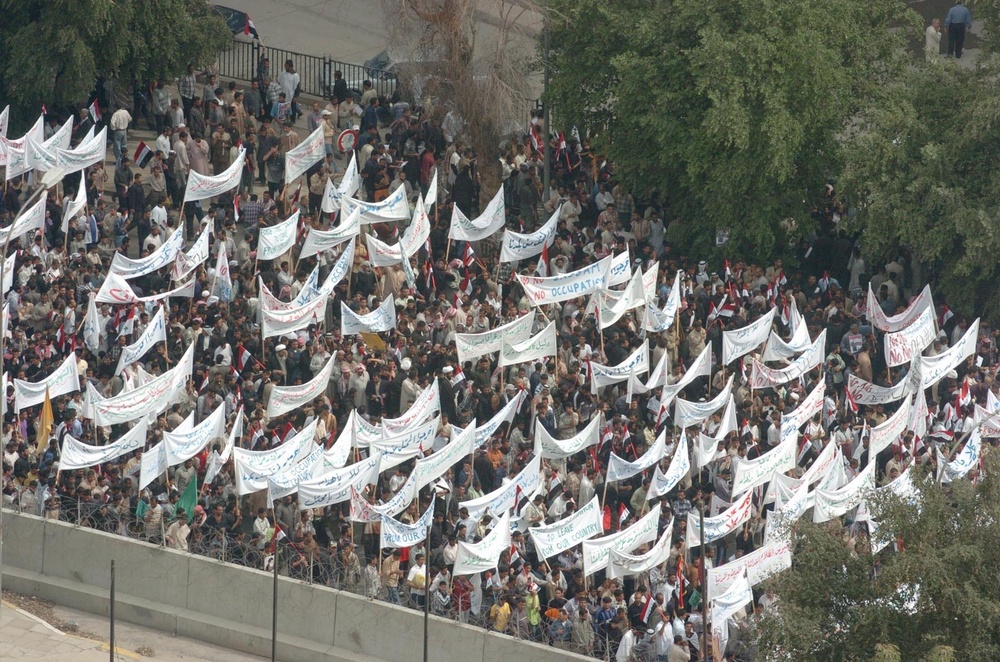 Protesters parade in Downtown Baghdad