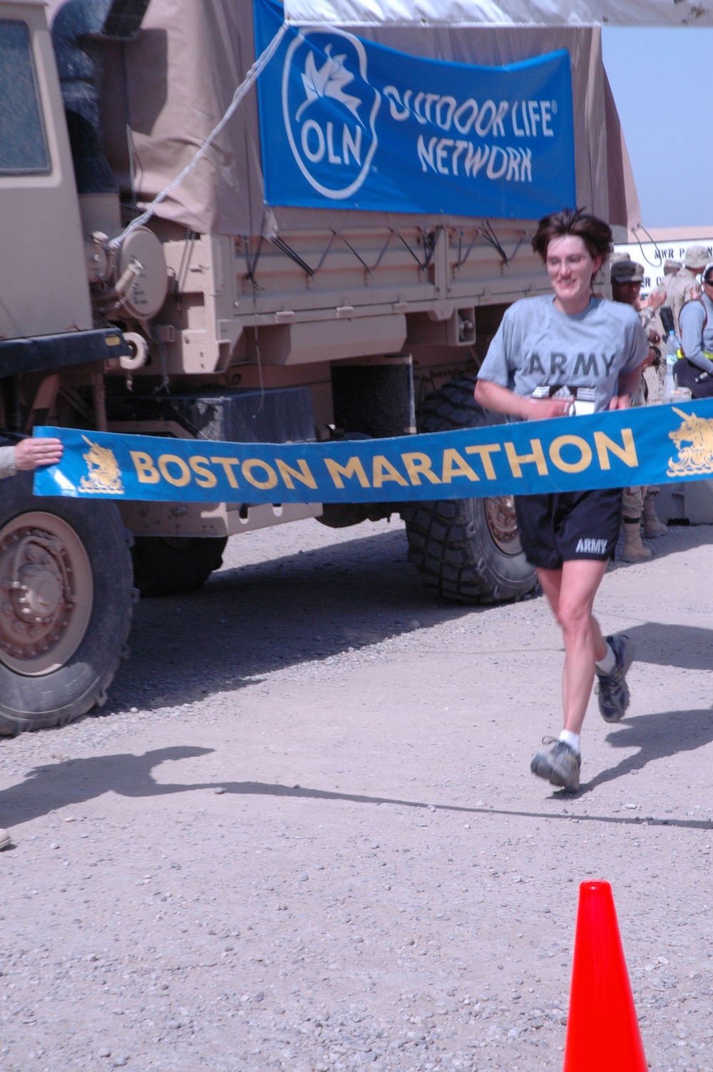 Elizabeth North is the first female to cross the finish line