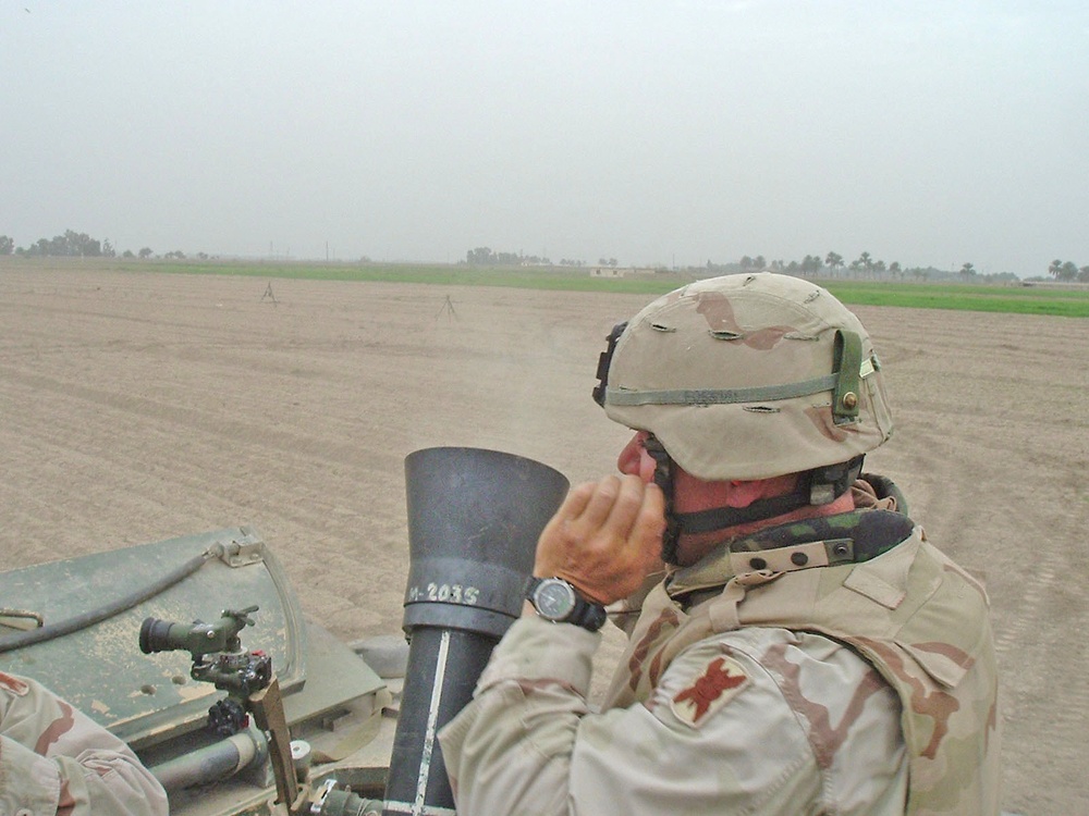 Spc. Fossier conducts procedures for the combat mortar mission