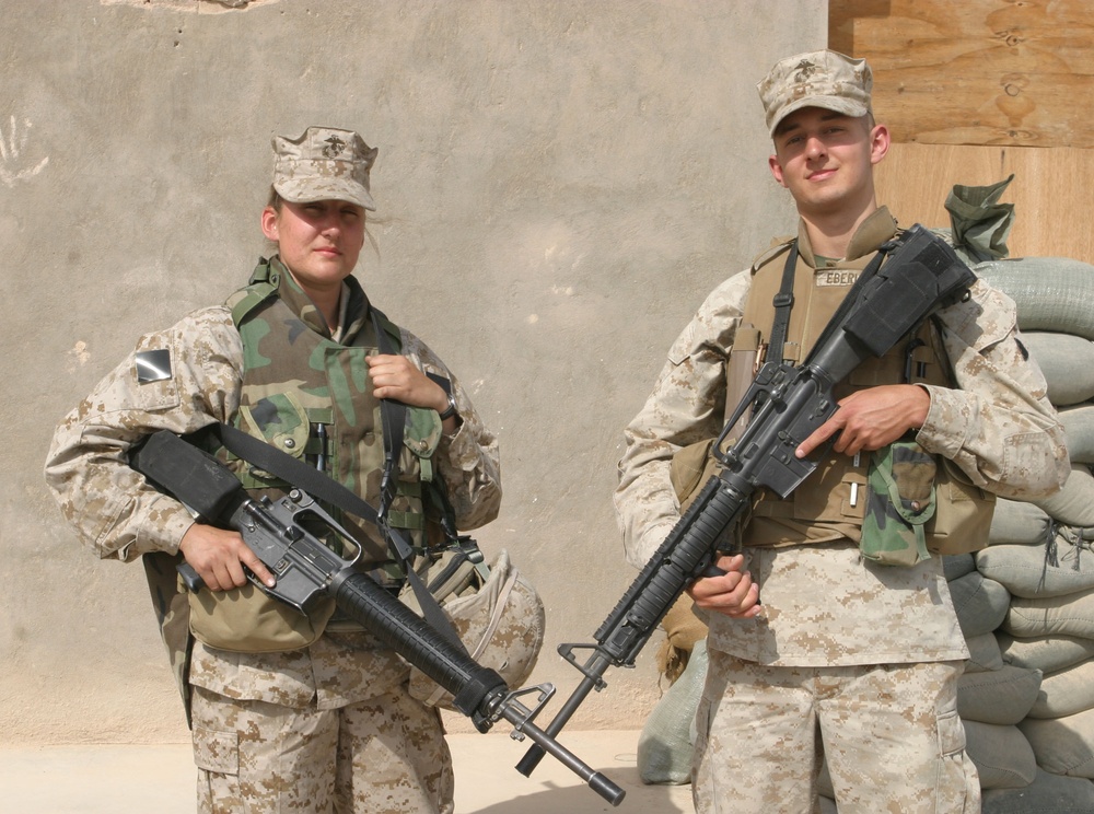 Lcpl. Eberle and his sister Cpl. Nicole Eberle met up recently