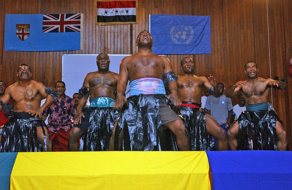 Fiji 1st Infantry Battalion Soldiers put on a cultural show