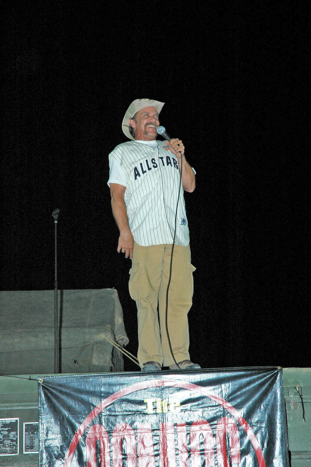 Tom Foss entertains a crowd of Soldiers at Cedar Point II