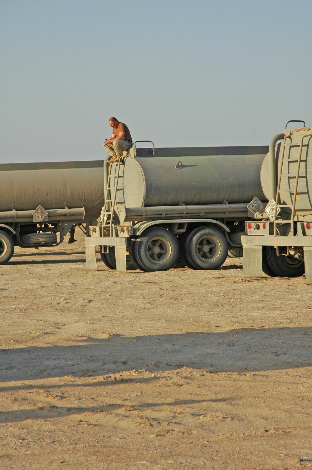 A driver quietly prepares himself before convoying