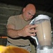 SFC Rick Wiess blends the first-ever batch of iced coffee