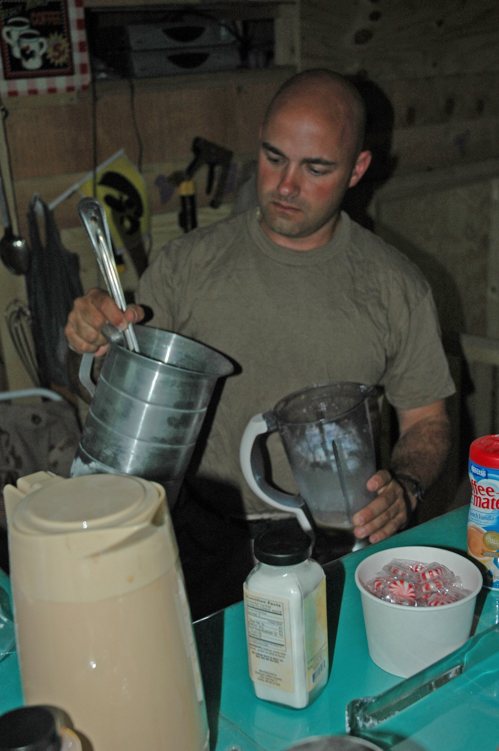 SFC Wiess prepares to make the first-ever batch of iced coffee