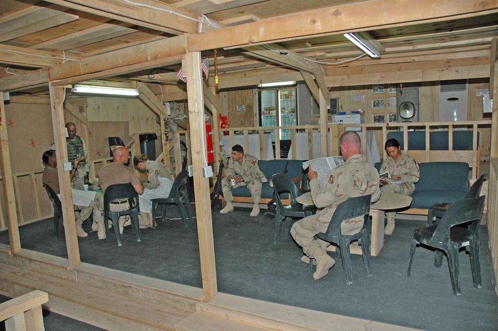 Soldiers try the first batch of iced coffee made