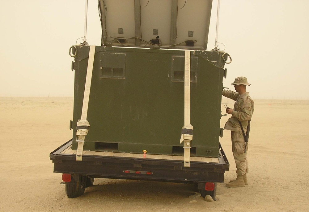 SSgt. Cody Williams responds during a dust storm