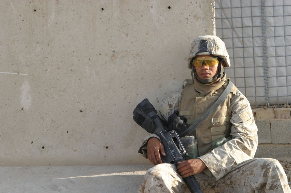 Lcpl. Duarte takes a break on a recent convoy operation