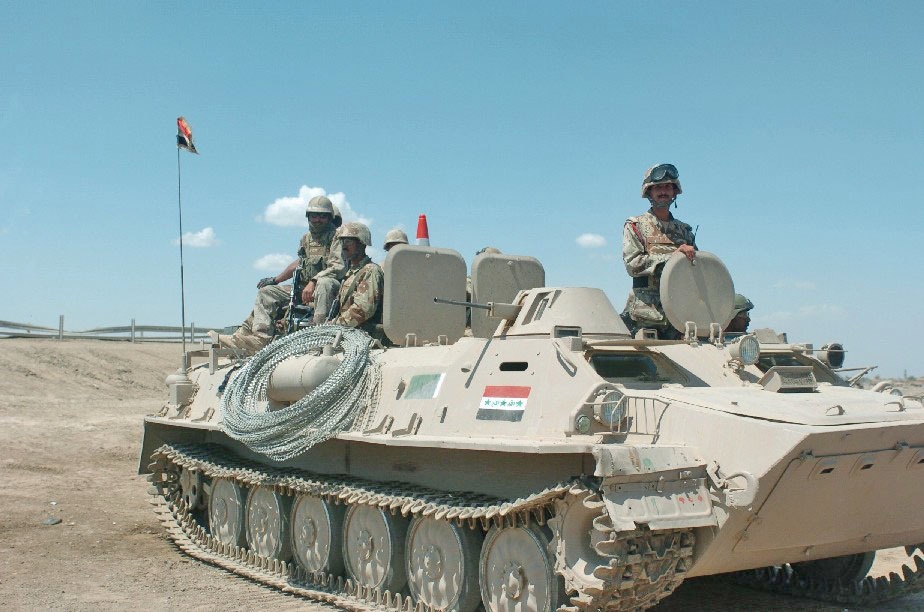 An Iraqi MTLB armored personnel carrier