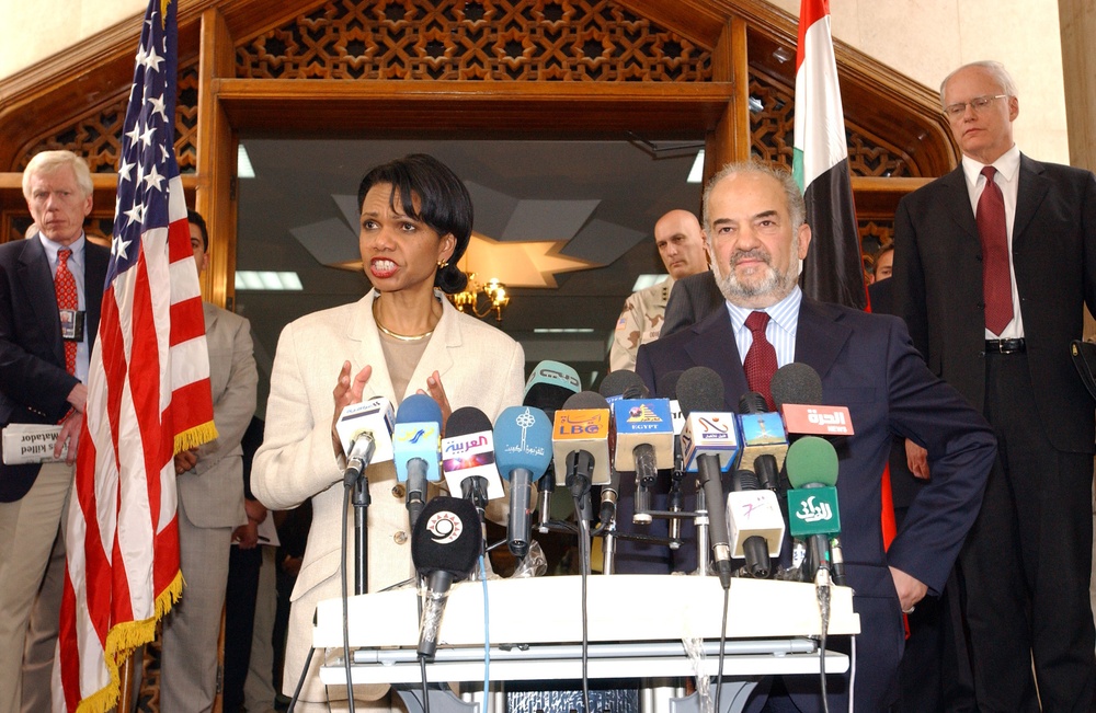 Dr.) Condoleezza Rice and Iraqi Prime Minister Ibrahim Al-Jafaar