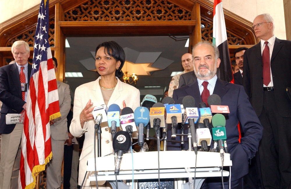 Condoleezza Rice and Iraqi Prime Minister Ibrahim Al-Jafaari