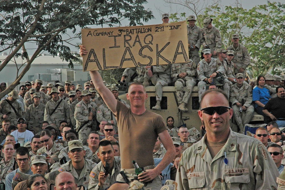 An Alaskan infantryman shows his state pride