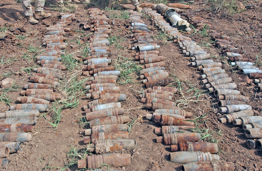 400 rounds from a cache of unexploded ordnance