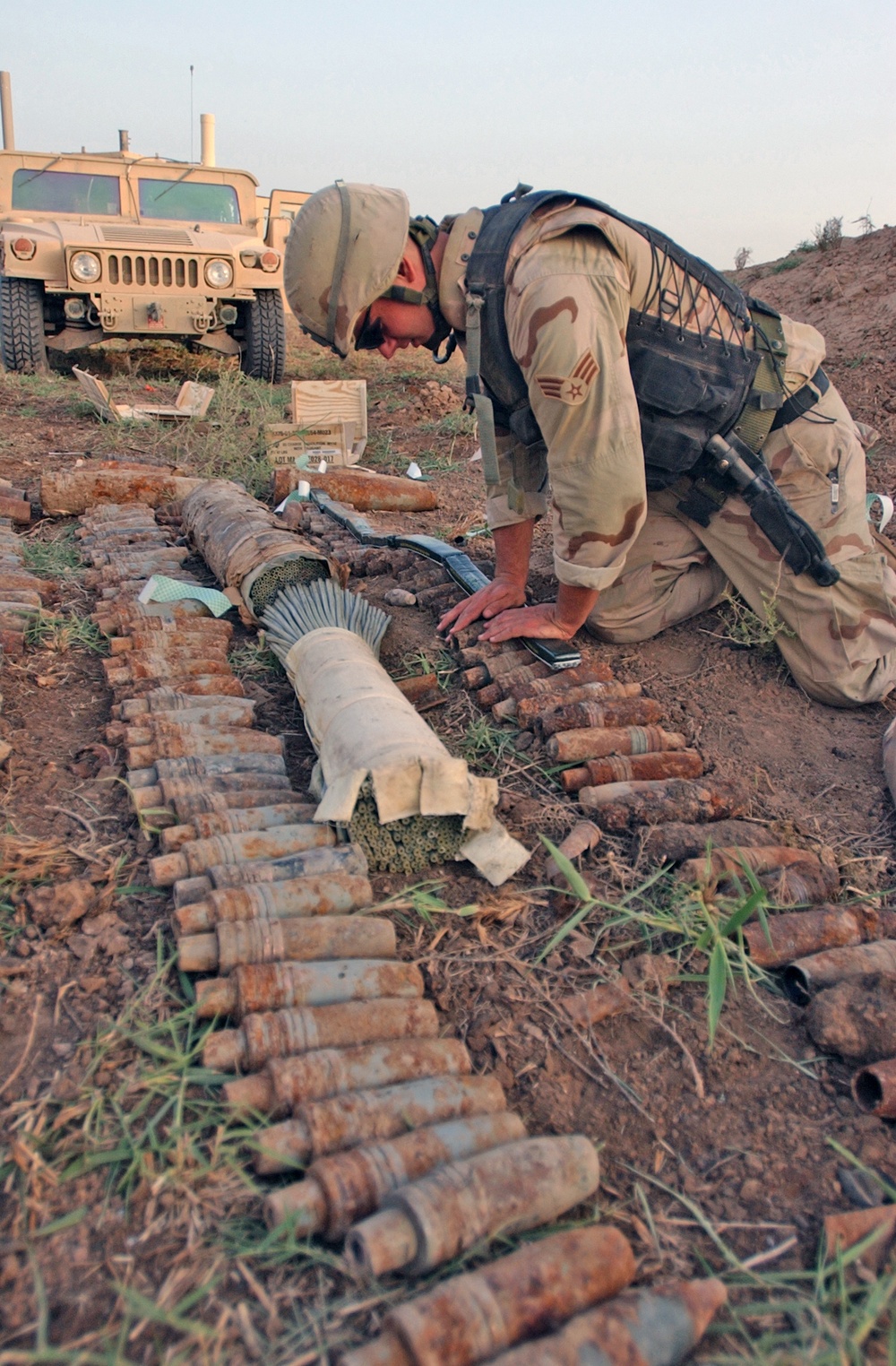 Senior Airman Mark Maschka lays down C4 explosives