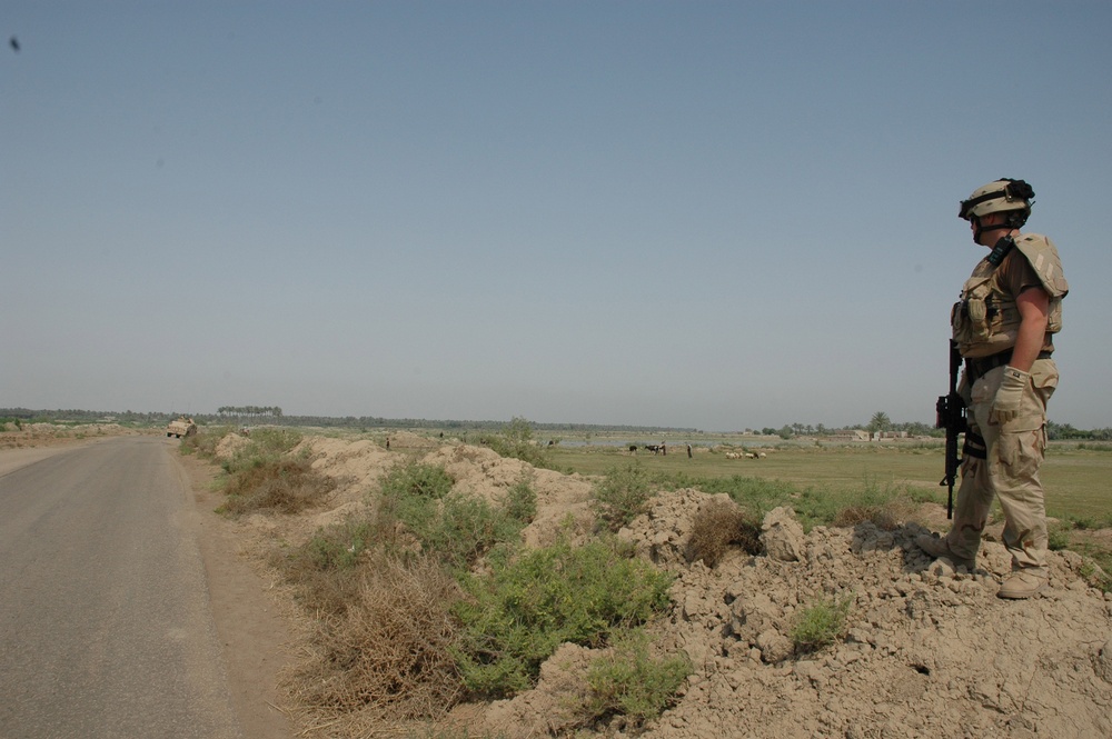 Conducting area of operation sweeps at FOB Iskandariya