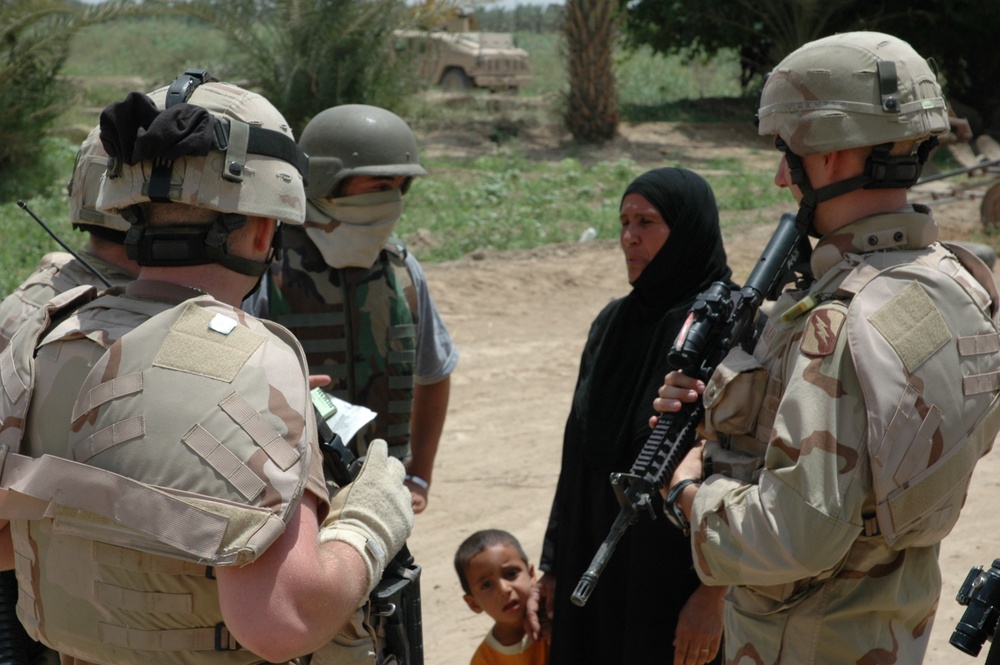 Conducting area of operation sweeps at FOB Iskandariya