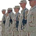 Soldiers stand at parade rest during an awards ceremony