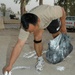 A Harrier lays flour to set the trail for a hash