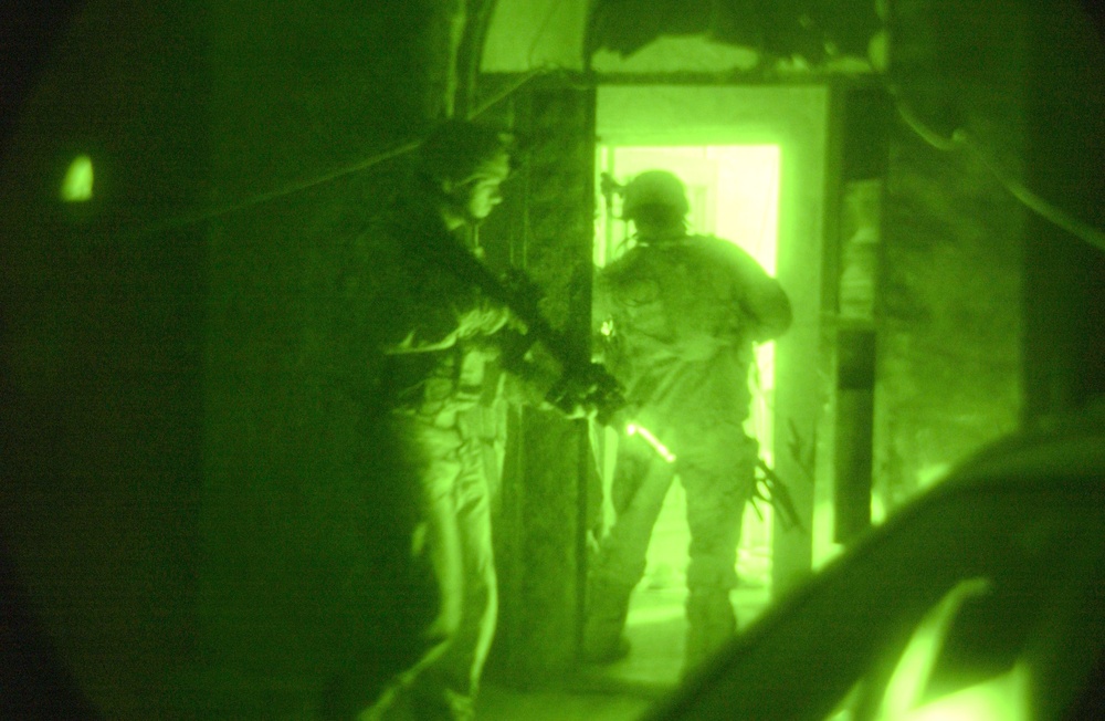 Soldiers conduct cordon and search for VBEID fabricators. Soldiers conduct cordon and search for VBEID fabricators.