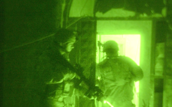 Soldiers conduct cordon and search for VBEID fabricators.