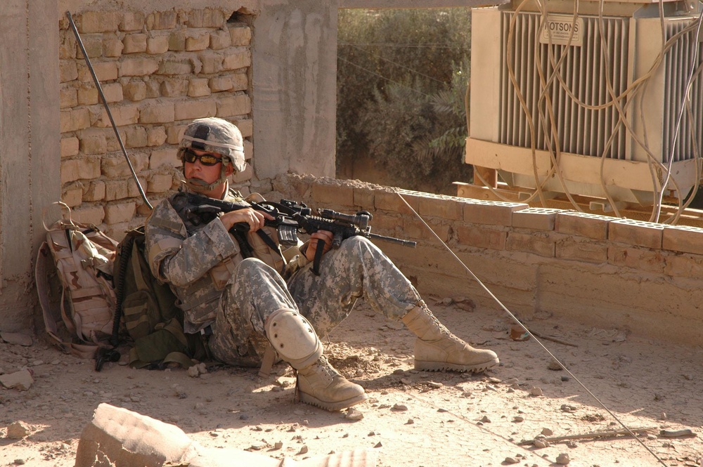 Pfc. Brannon L. Cope takes a much needed rest during a patrol