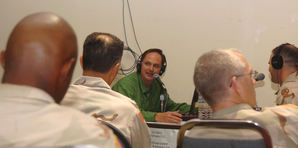 Michael Graham speaks with Soldiers from Camp Arifjan
